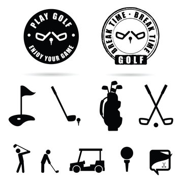 golf black icon and symbol vector