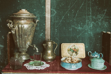 Retro fashion photo with samovar