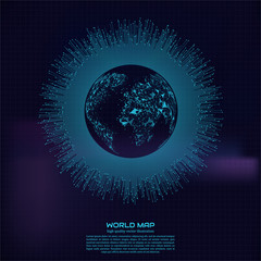 Polygonal world map. Point and line composition. Global network connection continent and planet, vector illustration.