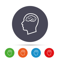 Head with brain sign icon. Male human head.