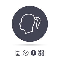 Head sign icon. Female woman human head.