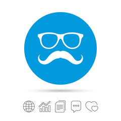 Mustache and Glasses sign icon. Hipster symbol.