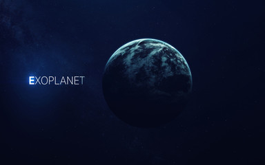 Obraz na płótnie Canvas Trappist-1e exoplanets away from solar system. Elements furnished by NASA