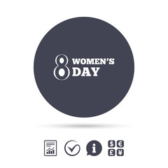 8 March Women's Day sign icon. Holiday symbol.