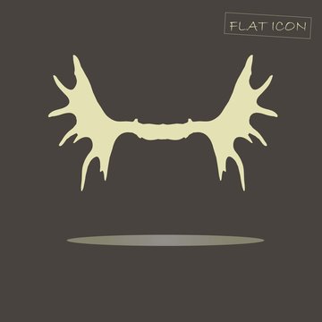 Light moose horns on black, flat icon vector illustration