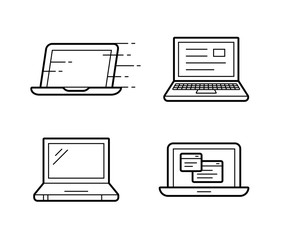 Four different laptop vector icons. Illustration.