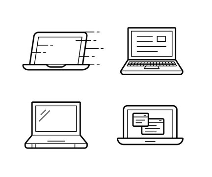 Four different laptop vector icons. Illustration.