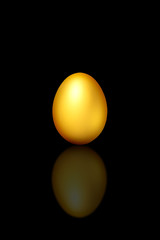 Gold egg on a black background.