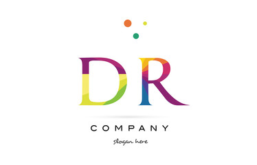 dr d r  creative rainbow colors alphabet letter logo icon