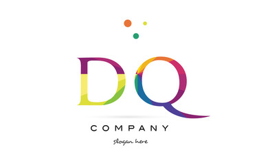 dq d q  creative rainbow colors alphabet letter logo icon