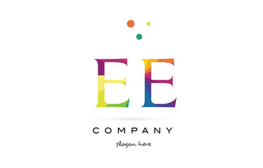 ee e e  creative rainbow colors alphabet letter logo icon