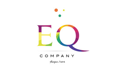 eq e q  creative rainbow colors alphabet letter logo icon