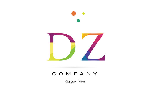 dz d z  creative rainbow colors alphabet letter logo icon
