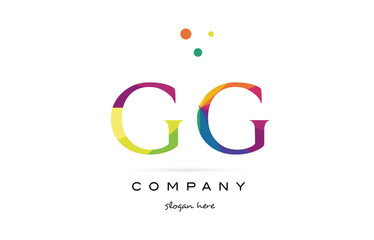gg g g  creative rainbow colors alphabet letter logo icon