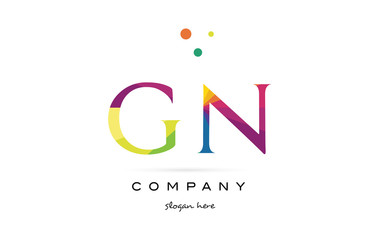 gn g n  creative rainbow colors alphabet letter logo icon