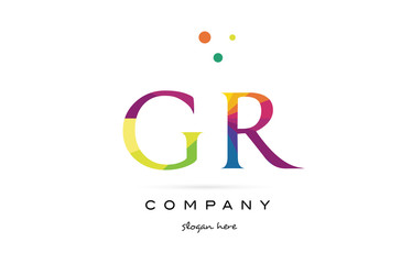 gr g r  creative rainbow colors alphabet letter logo icon - obrazy, fototapety, plakaty