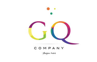 gq g q  creative rainbow colors alphabet letter logo icon