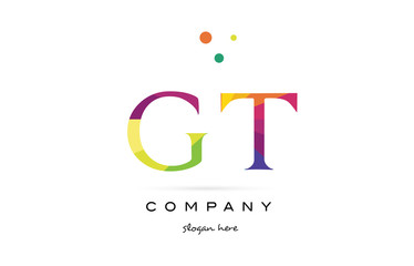 gt g t  creative rainbow colors alphabet letter logo icon