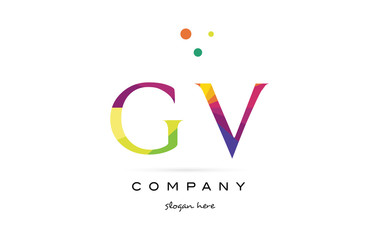 gv g v  creative rainbow colors alphabet letter logo icon