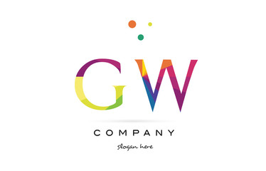 gw g w  creative rainbow colors alphabet letter logo icon