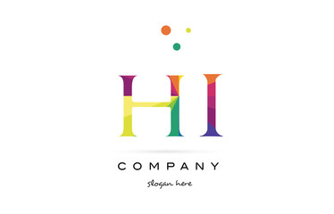 hi h i  creative rainbow colors alphabet letter logo icon