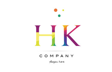 hk h k  creative rainbow colors alphabet letter logo icon