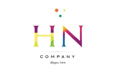 hn h n  creative rainbow colors alphabet letter logo icon