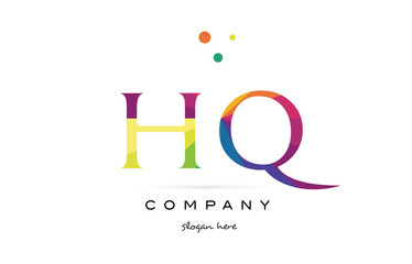 hq h q  creative rainbow colors alphabet letter logo icon