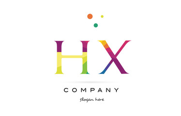 hx h x  creative rainbow colors alphabet letter logo icon