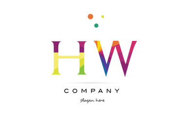 hw h w  creative rainbow colors alphabet letter logo icon