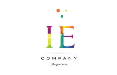 ie i e  creative rainbow colors alphabet letter logo icon