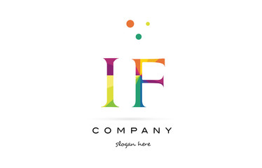 if i f  creative rainbow colors alphabet letter logo icon