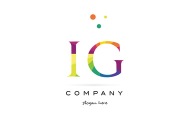ig i q  creative rainbow colors alphabet letter logo icon