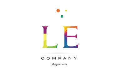 le l e  creative rainbow colors alphabet letter logo icon