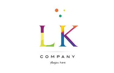 lk l k  creative rainbow colors alphabet letter logo icon