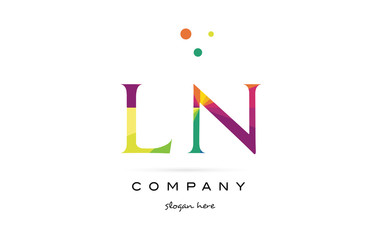 ln l n  creative rainbow colors alphabet letter logo icon