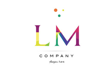 lm l m  creative rainbow colors alphabet letter logo icon