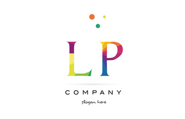 lp l p  creative rainbow colors alphabet letter logo icon