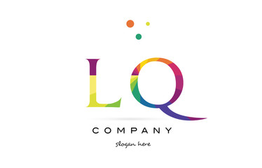 lq l q  creative rainbow colors alphabet letter logo icon