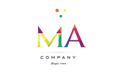 ma m a  creative rainbow colors alphabet letter logo icon
