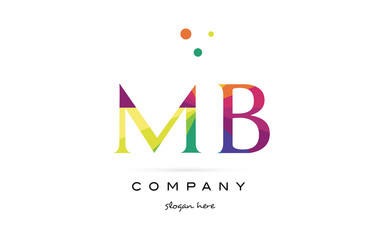 mb m b  creative rainbow colors alphabet letter logo icon
