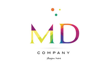 md m d  creative rainbow colors alphabet letter logo icon