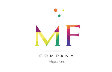 mf m f  creative rainbow colors alphabet letter logo icon