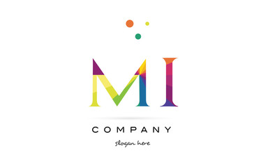 mi m i  creative rainbow colors alphabet letter logo icon