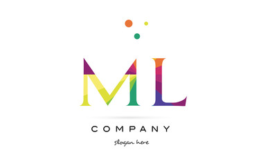 ml m l  creative rainbow colors alphabet letter logo icon