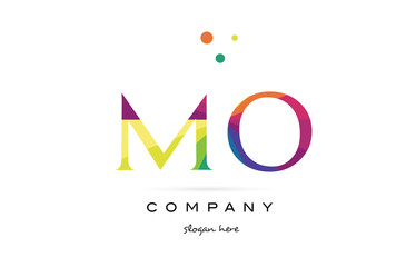 mo m o  creative rainbow colors alphabet letter logo icon