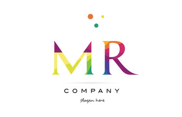 mr m r  creative rainbow colors alphabet letter logo icon