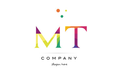 mt m t  creative rainbow colors alphabet letter logo icon