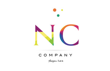 nc n c  creative rainbow colors alphabet letter logo icon