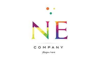 ne n e  creative rainbow colors alphabet letter logo icon